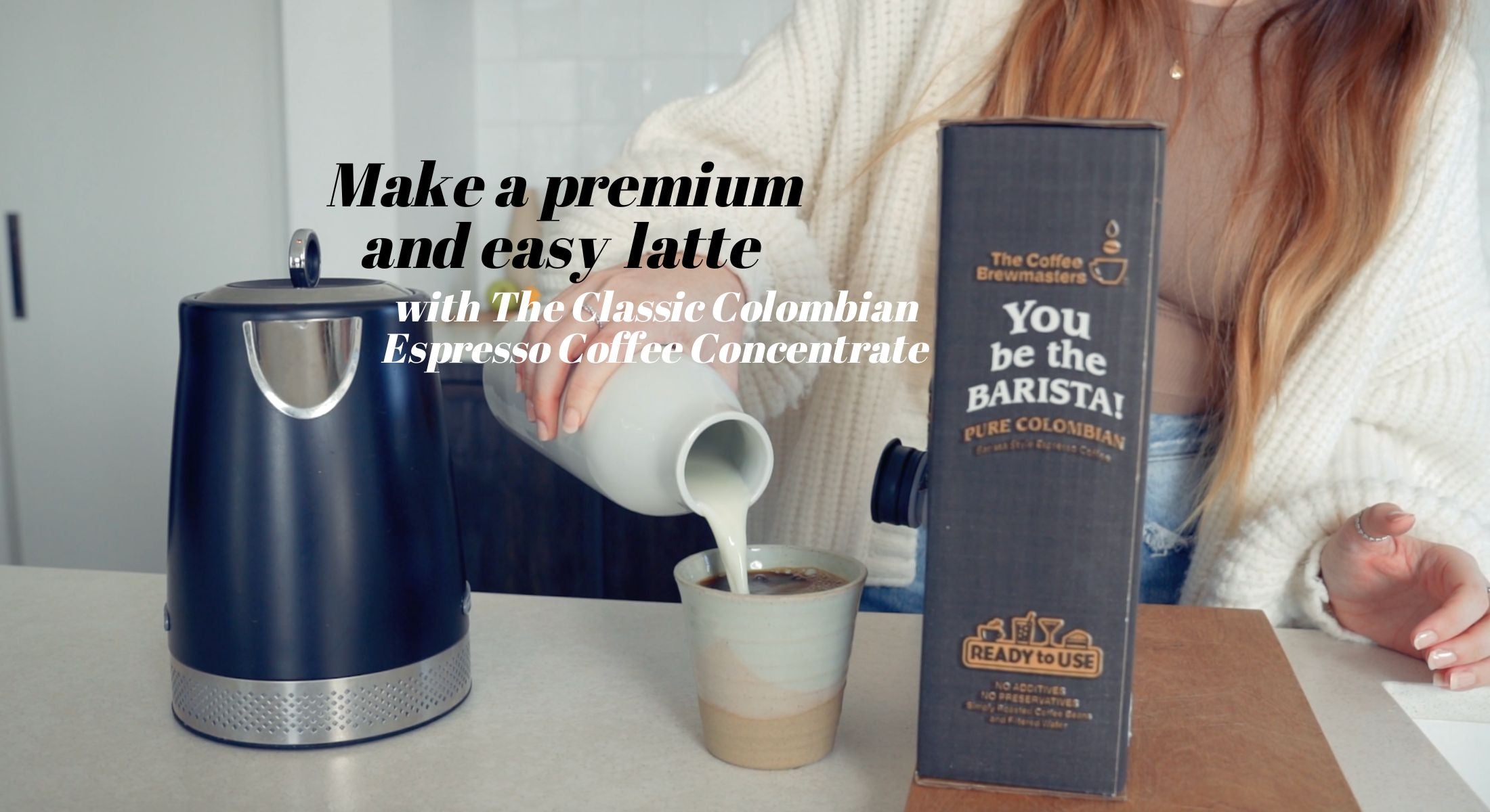 Make a premium and easy latte with The Classic Colombian Espresso Coffee Concentrate